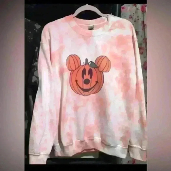 Tops - Hand Made Apricot tye dye Mickey pullover sweatshirt sizes Small thru XL